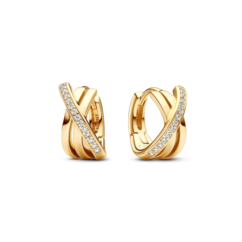 Crossover Pavé Hoop Earrings