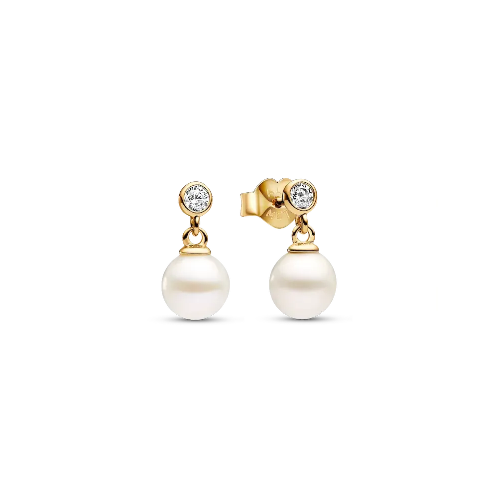 Treated Freshwater Cultured Pearl & Stone Drop Earrings