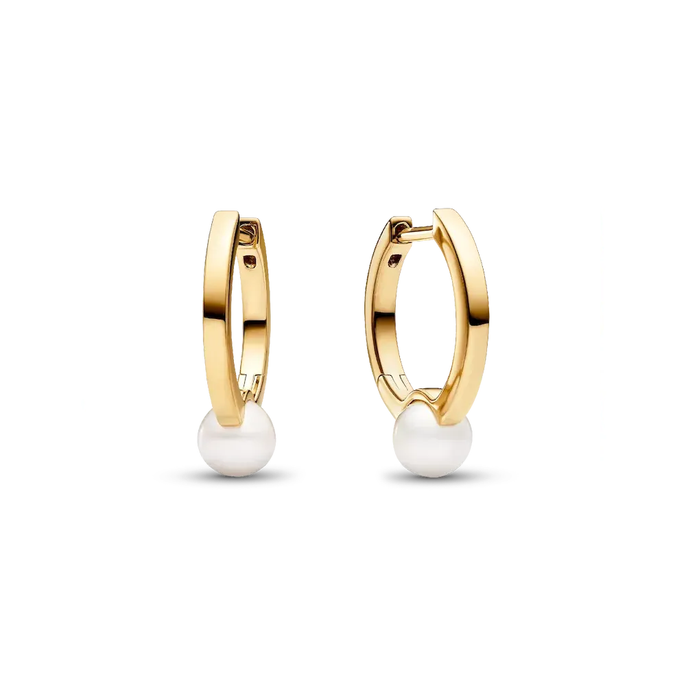 Treated Freshwater Cultured Pearl Hoop Earrings