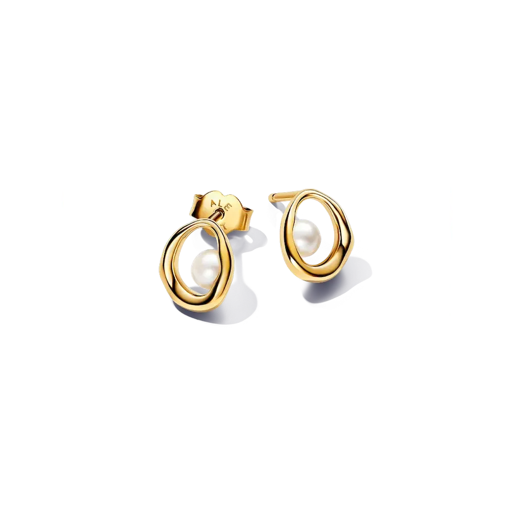 Organically Shaped Oval & Treated Freshwater Cultured Pearl Stud Earrings