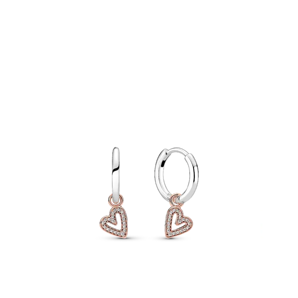 Sparkling Freehand Heart Hoop Earrings