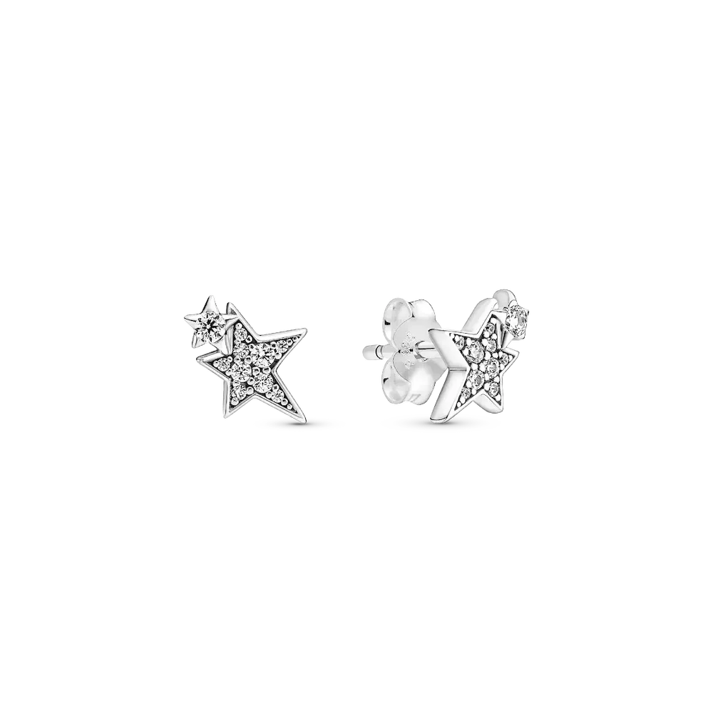 Sparkling Asymmetric Stars Stud Earrings