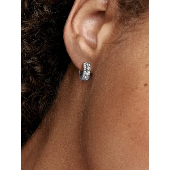 Double Band Pavé Hoop Earrings - Image 2