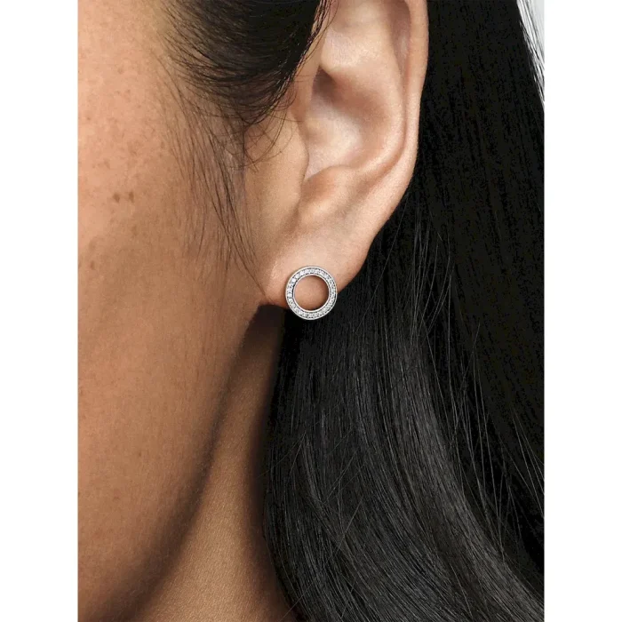 Sparkling Circle Stud Earrings - Image 2
