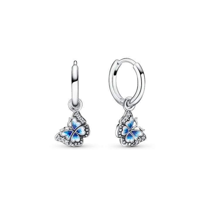 Blue Butterfly Hoop Earrings - Image 2