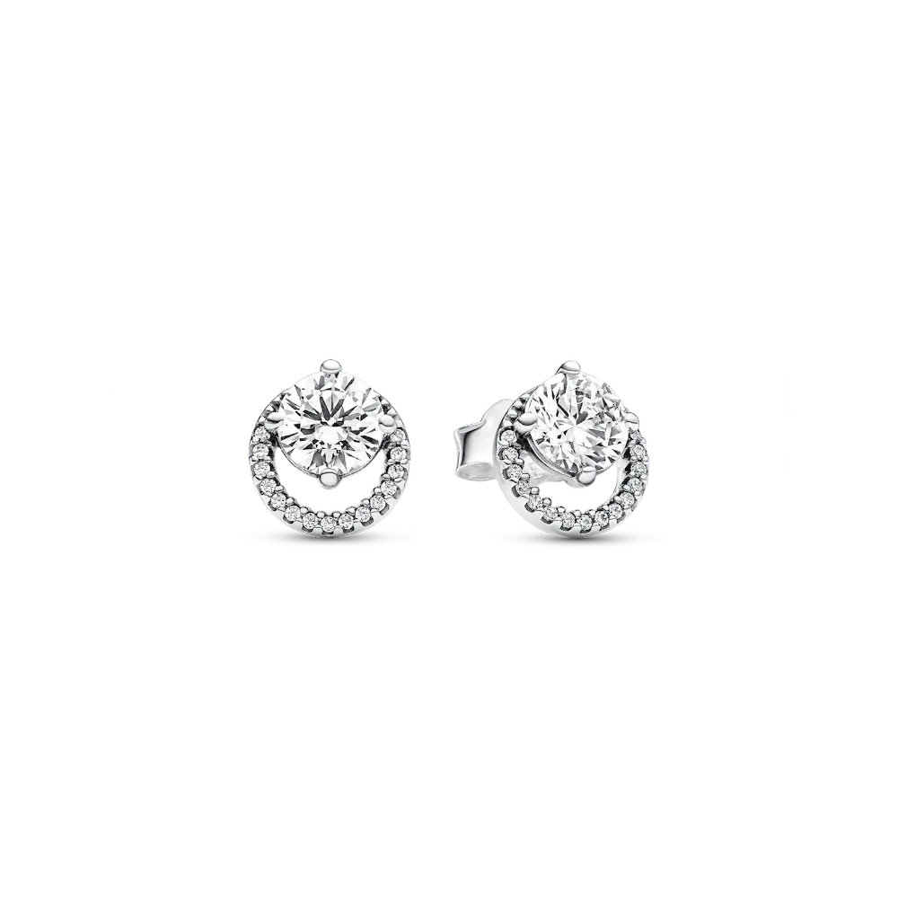 Sparkling Round Halo Stud Earrings