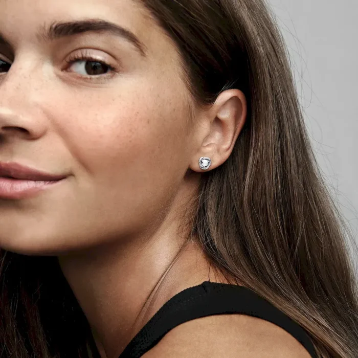 April Birthstone Eternity Circle Stud Earrings - Image 3