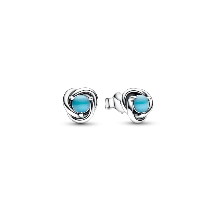 December Turquoise Blue Eternity Circle Stud Earrings - Image 2