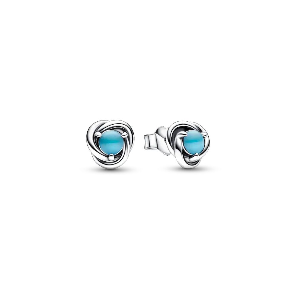 December Turquoise Blue Eternity Circle Stud Earrings