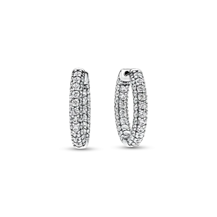 Pavé Round Necklace and Hoop Earrings Set - Image 3