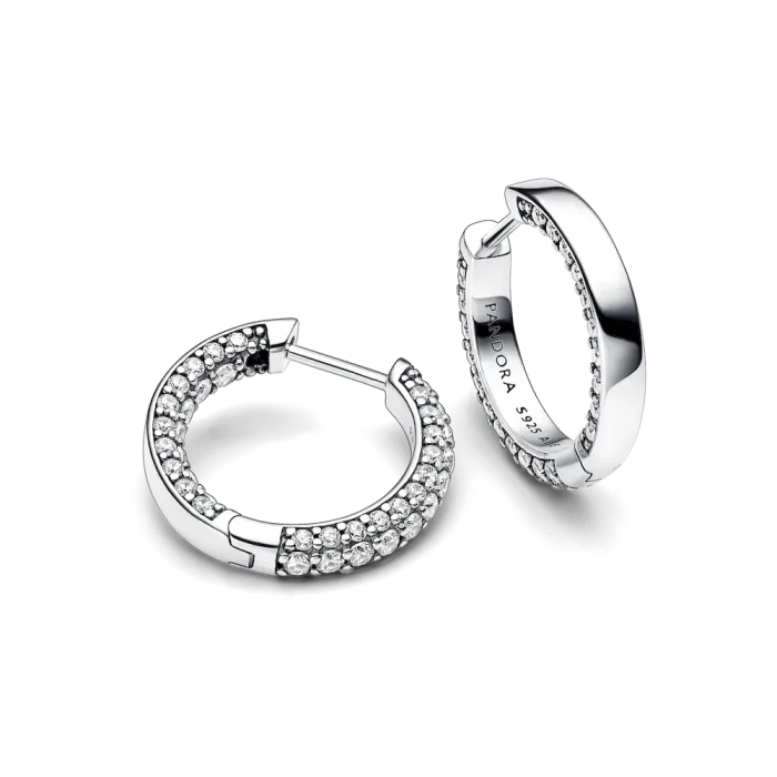 Pavé Round Necklace and Hoop Earrings Set - Image 11