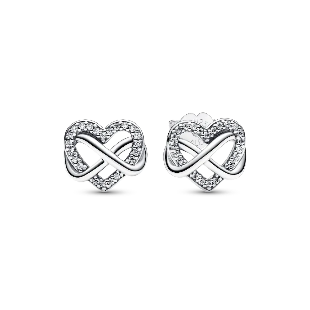 Sparkling Infinity Heart Stud Earrings