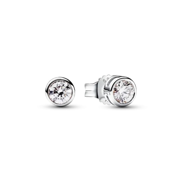 Pandora Era Bezel Lab-grown Diamond Pendant Necklace and Earrings set 0.45 carat tw Sterling Silver - Image 3