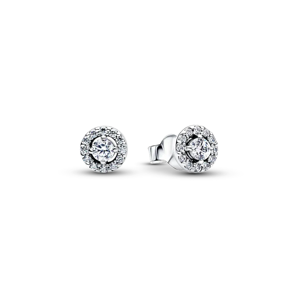 Round Pavé Halo Stud Earrings