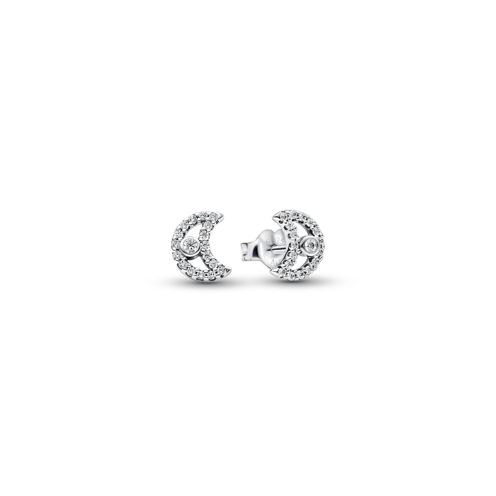 Sparkling Moon Stud Earrings