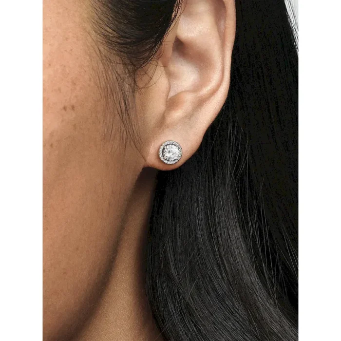 Round Sparkle Stud Earrings - Image 2