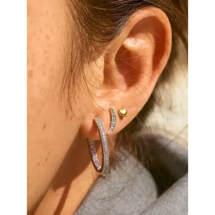 Sparkle and Hearts Hoop Earrings - Image 3