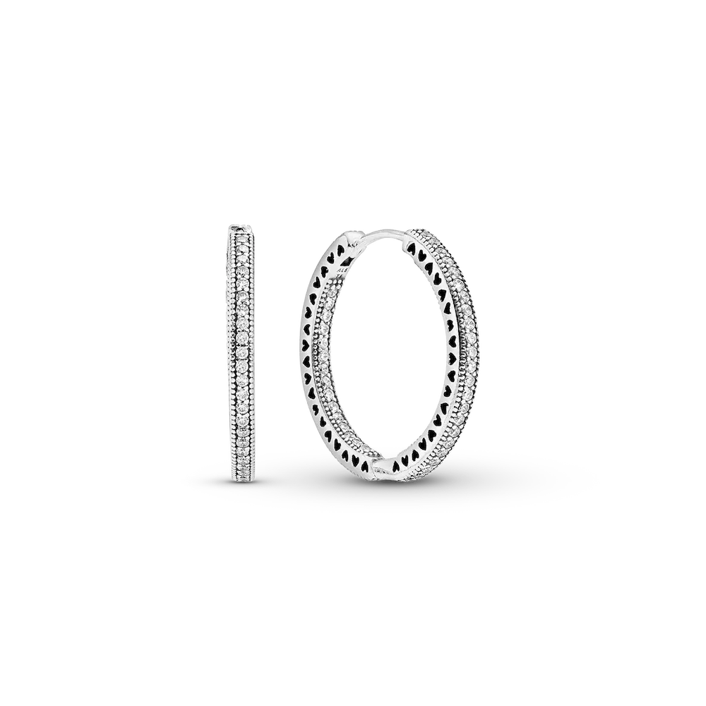 Sparkle and Hearts Hoop Earrings