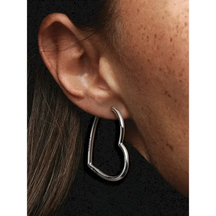 Asymmetrical Heart Hoop Earrings - Image 2