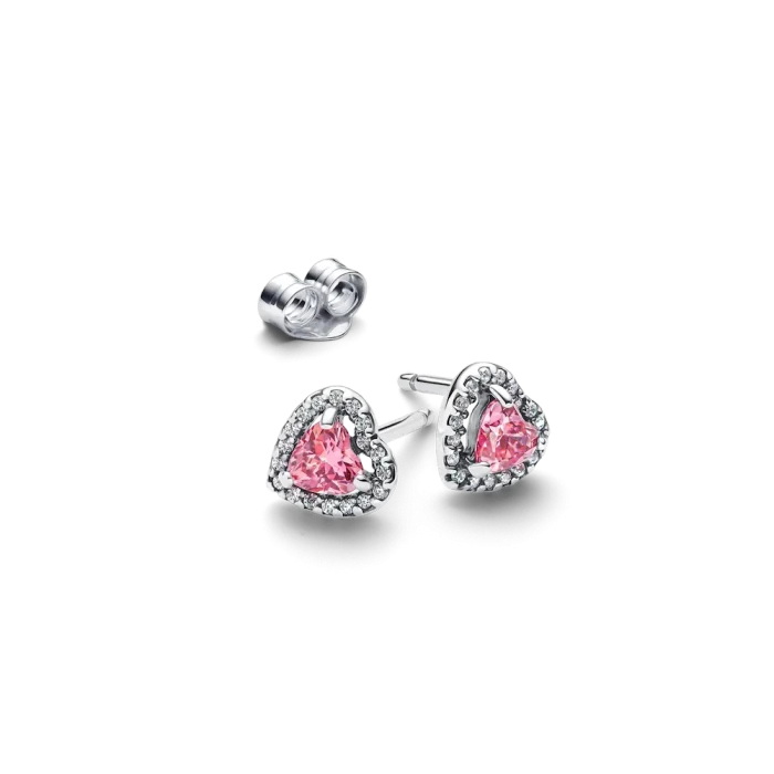 Elevated Pink Heart Stud Earrings - Image 5