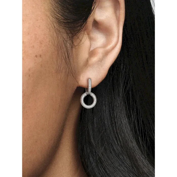 Sparkling Double Hoop Earrings - Image 3