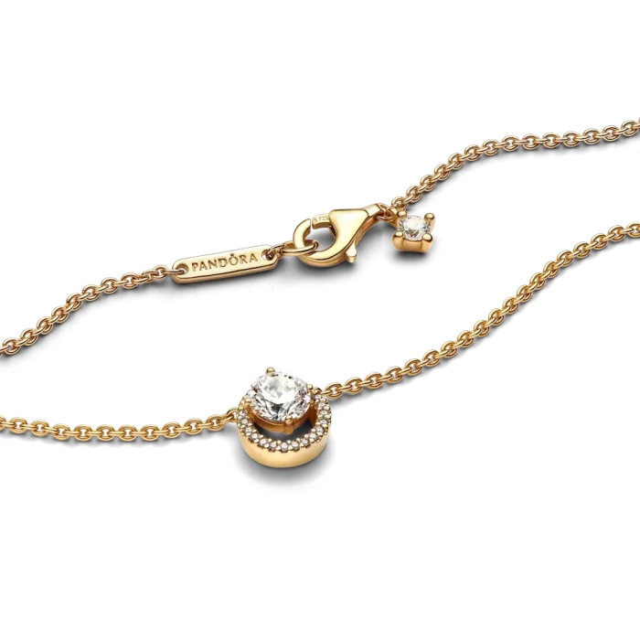 Sparkling Round Halo Pendant Collier Necklace - Image 7