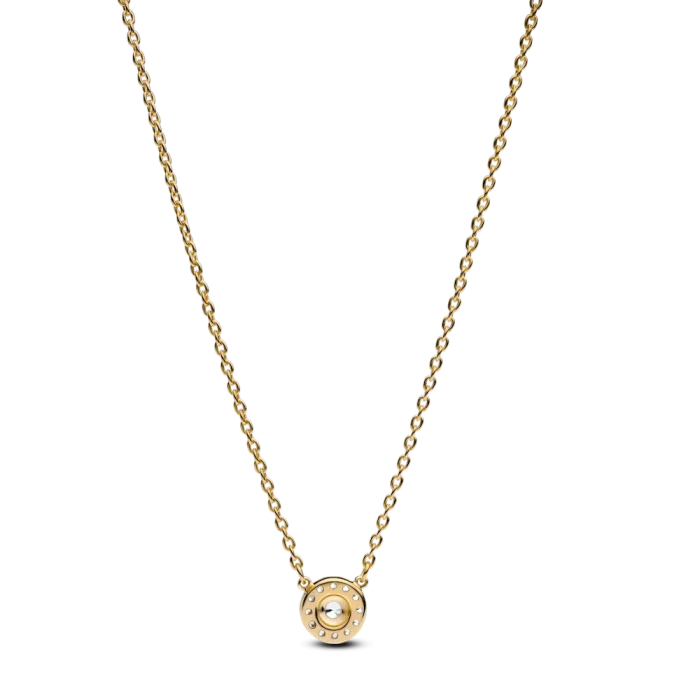 Round Pavé Halo Pendant Necklace - Image 4