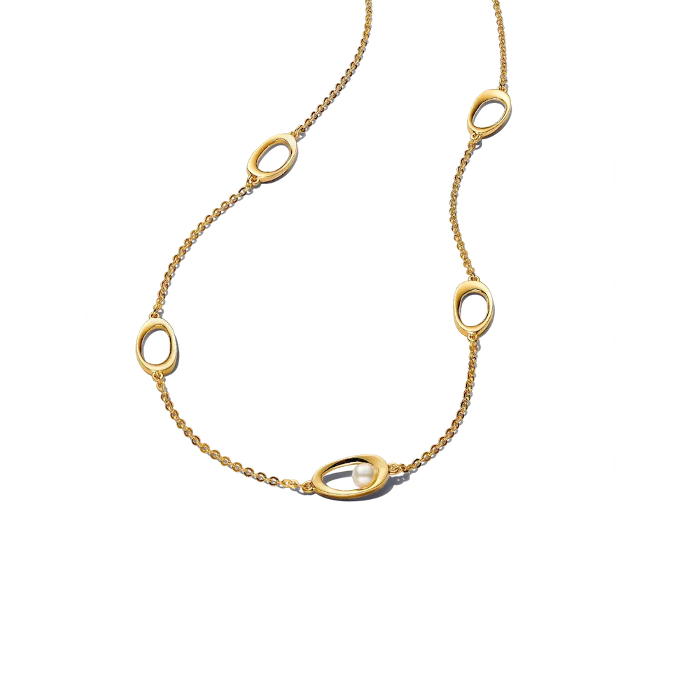 Organically Shaped Oval & Treated Freshwater Cultured Pearl Necklace