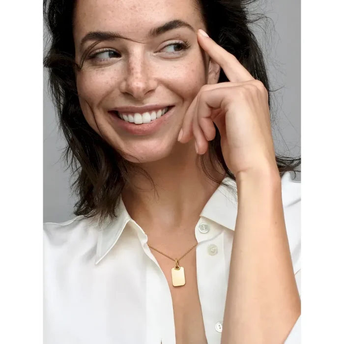 Engravable Rectangle Tag Pendant Necklace Set - Image 6