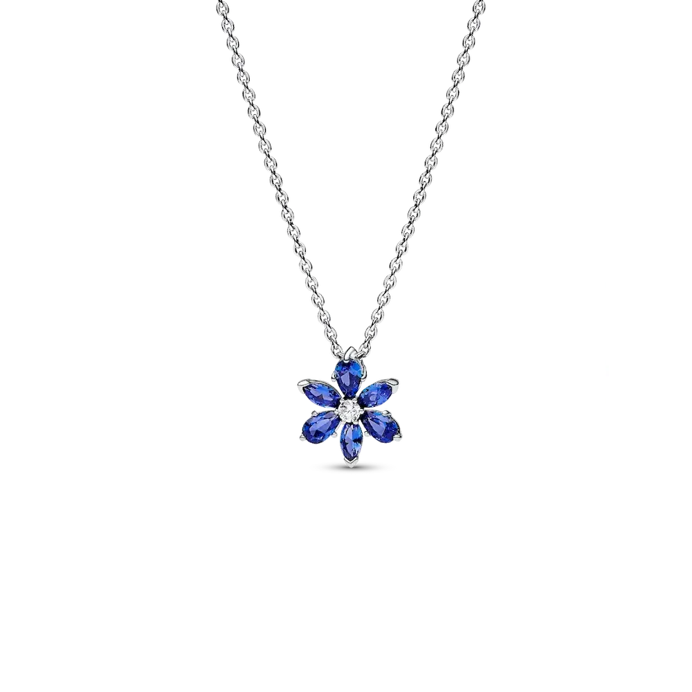 Sparkling Blue Herbarium Cluster Pendant Necklace