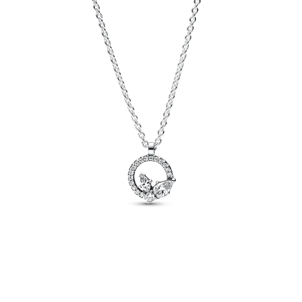 Sparkling Herbarium Circle & Cluster Pendant Necklace