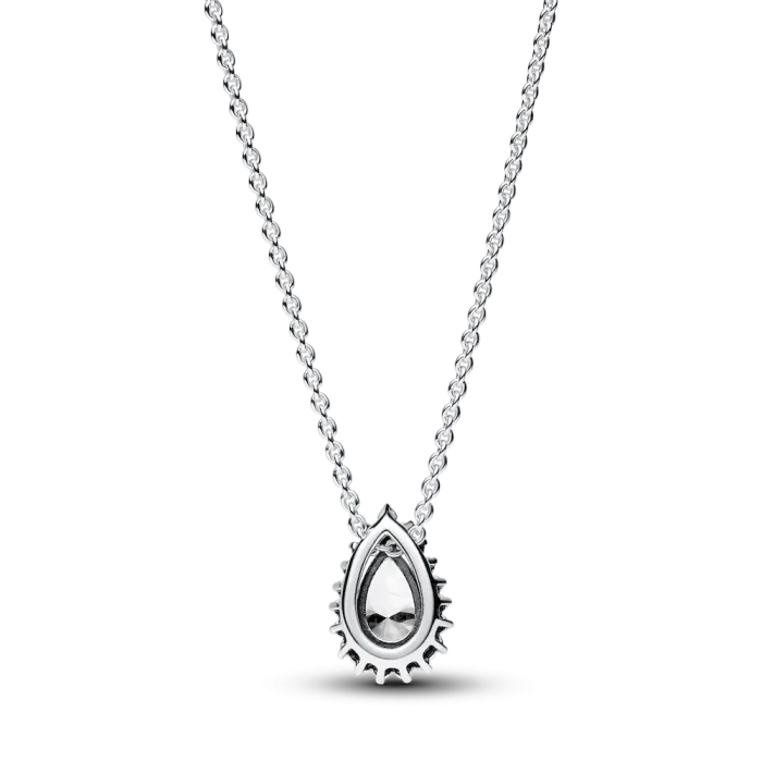 Sparkling Pear Halo Collier Necklace - Image 4