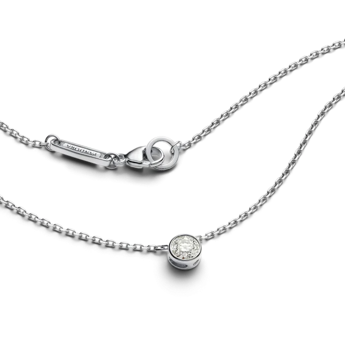 Pandora Era Bezel Sterling Silver Lab-grown Diamond Pendant Necklace - Image 4