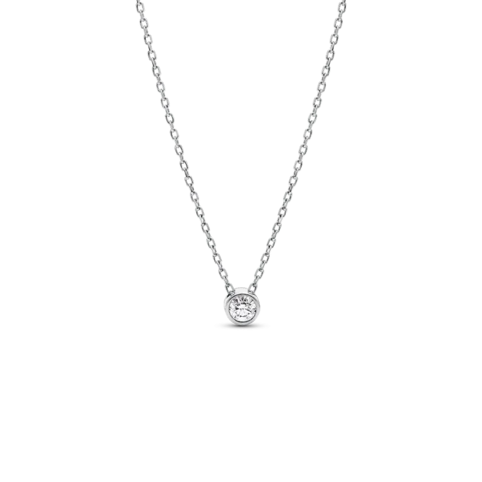Pandora Era Bezel Lab-grown Diamond Pendant Necklace and Earrings set 0.45 carat tw Sterling Silver - Image 2
