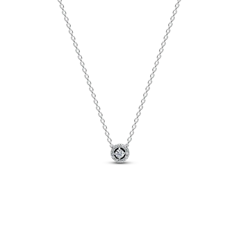 Round Pavé Halo Collier Necklace