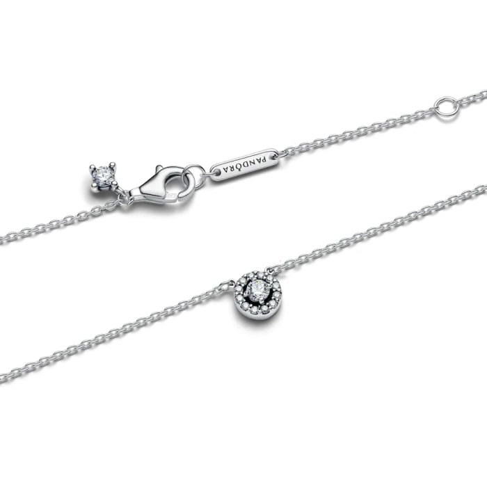 Round Pavé Halo Collier Necklace - Image 3