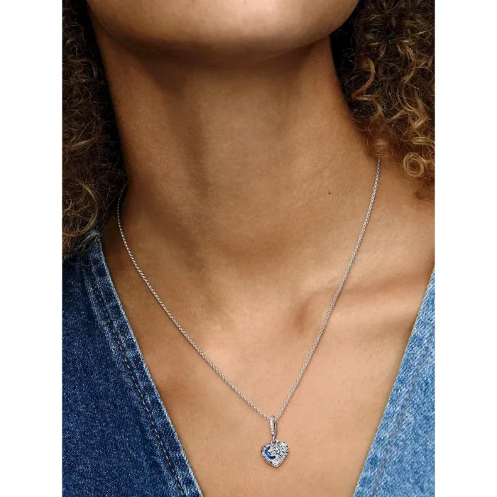 Sparkling Blue Moon & Stars Heart Necklace - Image 2
