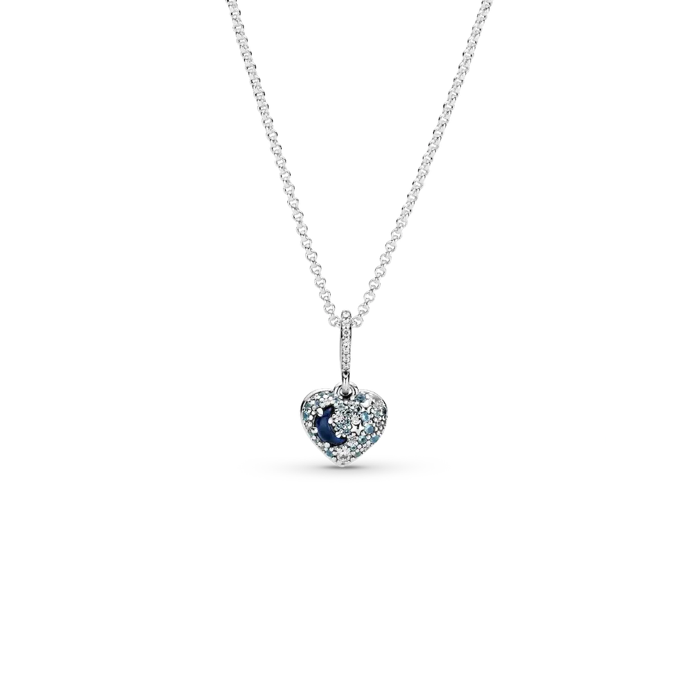 399232C01_RGB.webp Sparkling Blue Moon & Stars Heart Necklace - Image 1