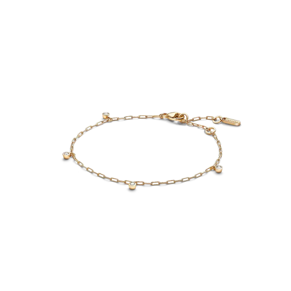 Pandora Era Bezel Lab-Grown Diamond Dangle Paperclip Chain Bracelet