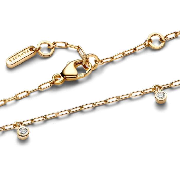 Pandora Era Bezel Lab-Grown Diamond Dangle Paperclip Chain Bracelet - Image 4