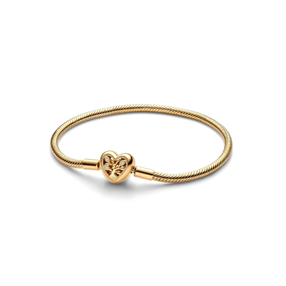 563516C01_RGB.webp Family Tree Heart Clasp Snake Chain Bracelet - Image 1