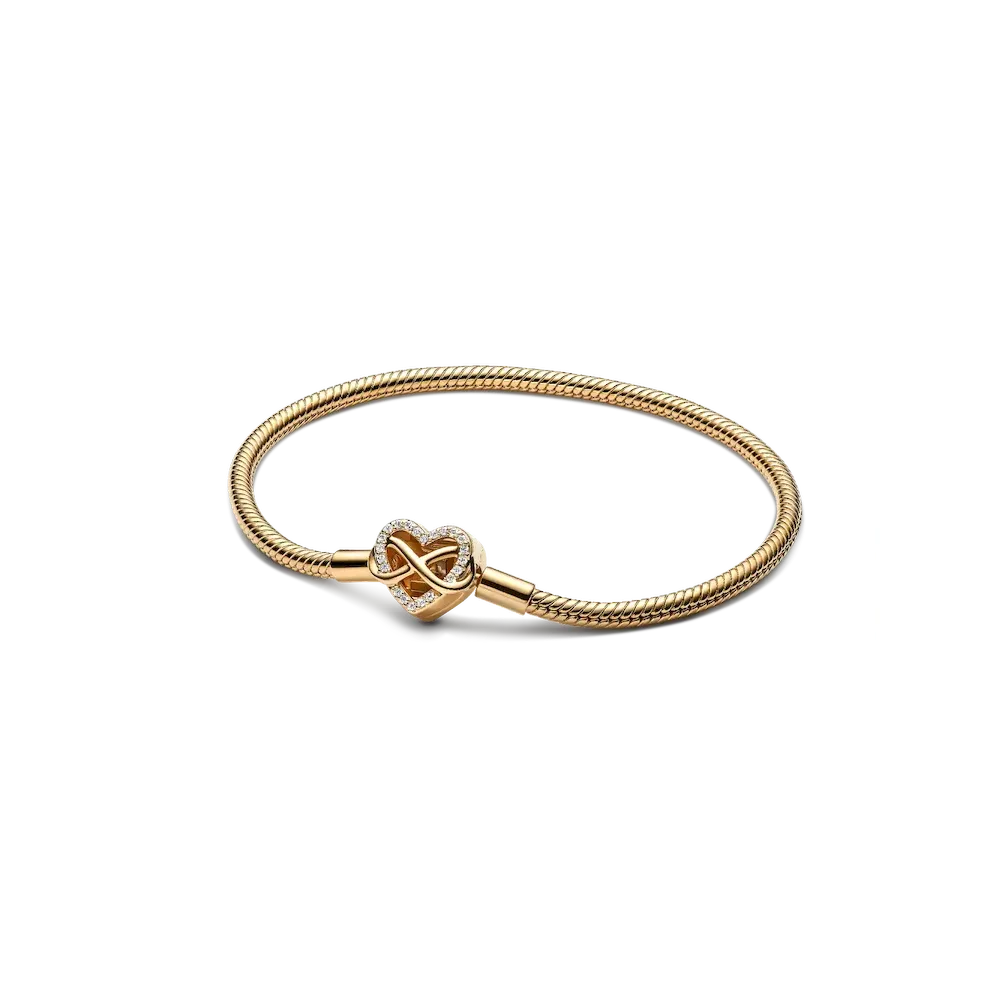 Sparkling Infinity Heart Clasp Snake Chain Bracelet