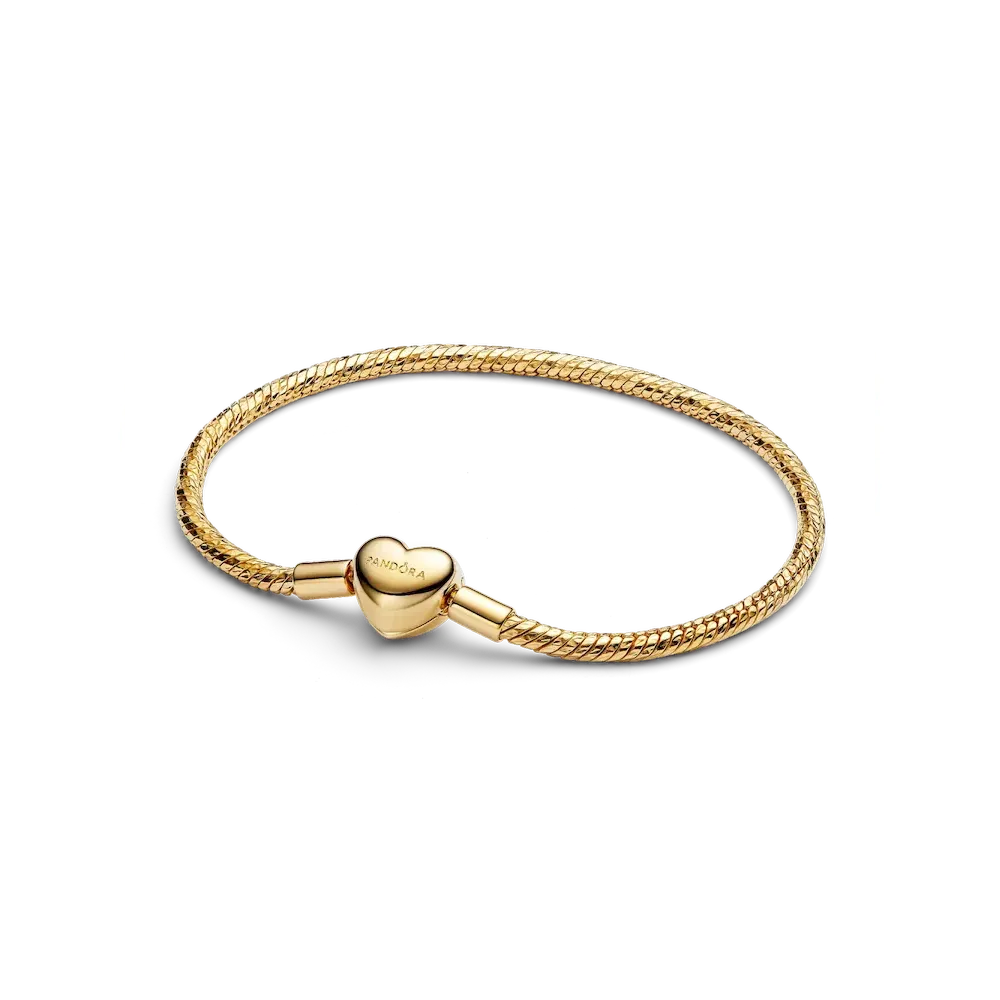 Heart Clasp Faceted Snake Chain Bracelet