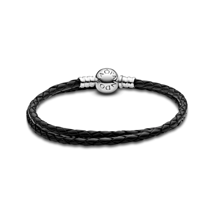 Pandora Moments Double Black Leather Bracelet - Image 6