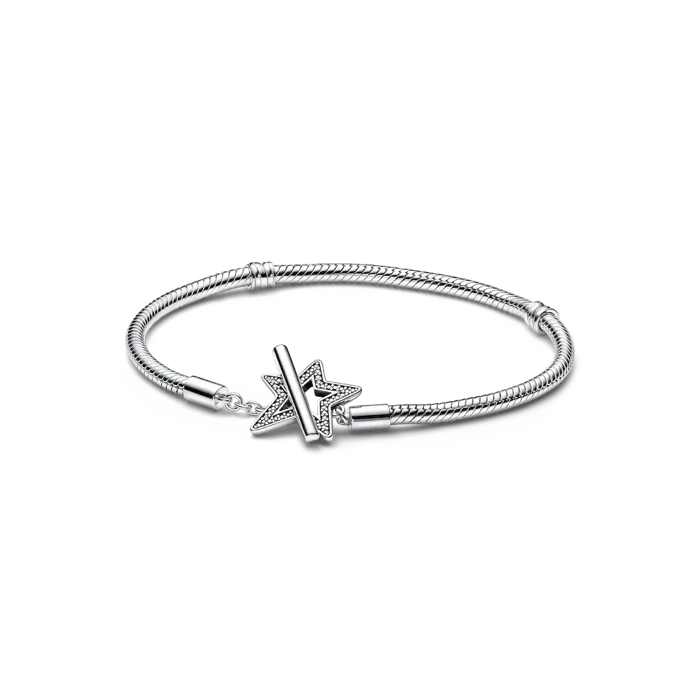 Pandora Moments Asymmetric Star T-bar Snake Chain Bracelet