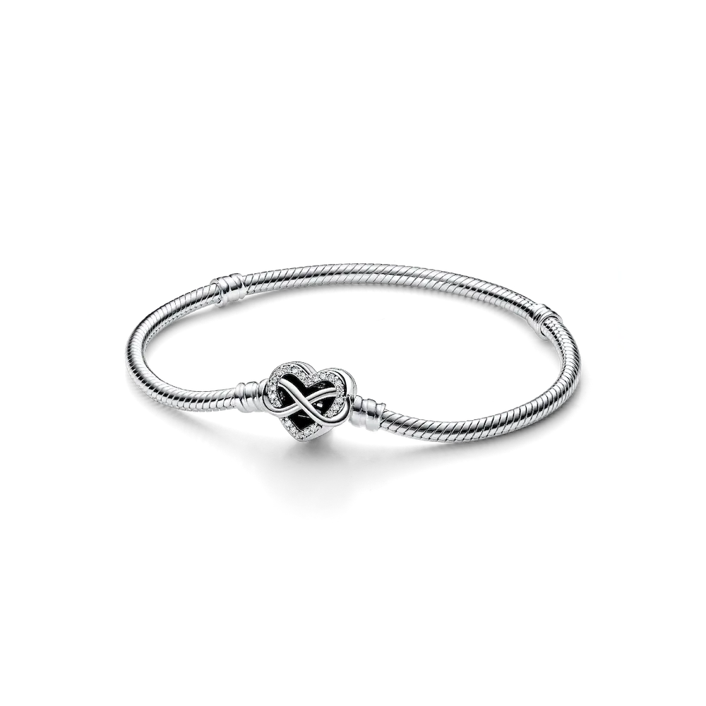 592645C01_RGB.webp Pandora Moments Sparkling Infinity Heart Clasp Snake Chain Bracelet - Image 1
