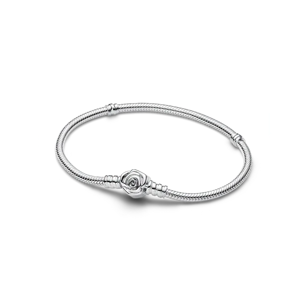 593211C00_RGB.webp Pandora Moments Rose in Bloom Clasp Snake Chain Bracelet - Image 1