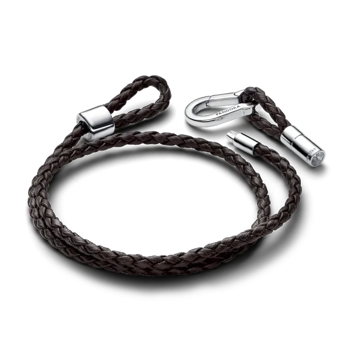 Pandora Moments Brown Braided Double Leather Bracelet - Image 8