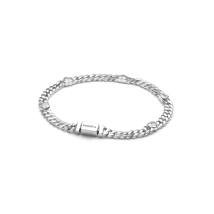 His and Hers Cuban Chain Heart and Oval Bracelet Set - Image 2