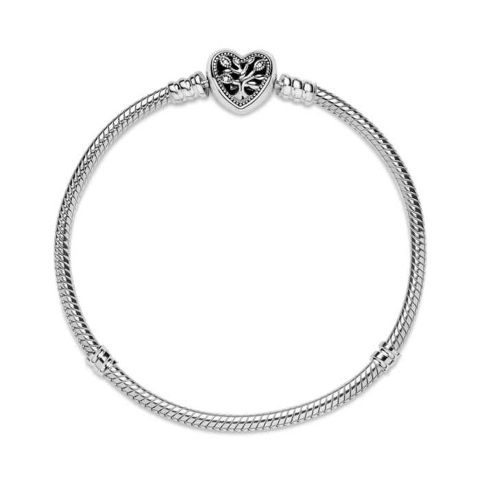 Pandora Moments Family Tree Heart Clasp Snake Chain Bracelet - Image 4